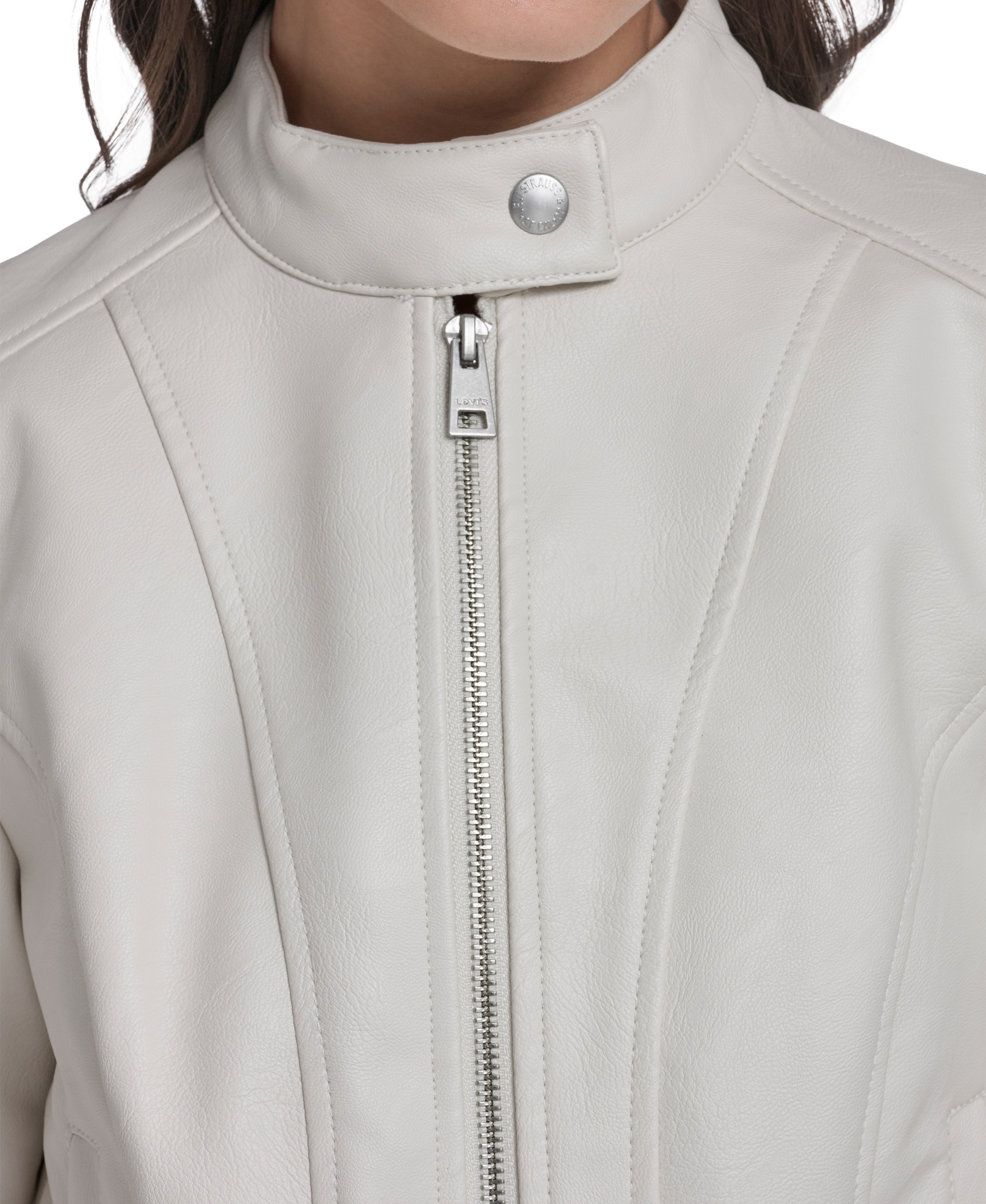 Levi's Women's Faux Leather Racer Jacket - Oyster