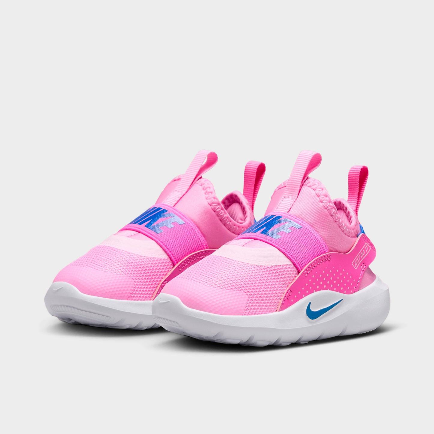 Kids' Toddler Nithtke Flex Runner 4 Running Shoes - Pink Rise/Playful Pink/Pink Foam/Racer Blue - Both shoes facing left