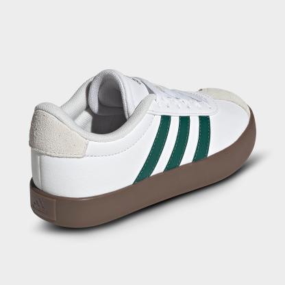 Big Kids' adidas VL Court 3.0 Skateboarding Casual Shoes - Cloud White/Collegiate Green/Gum - Back view