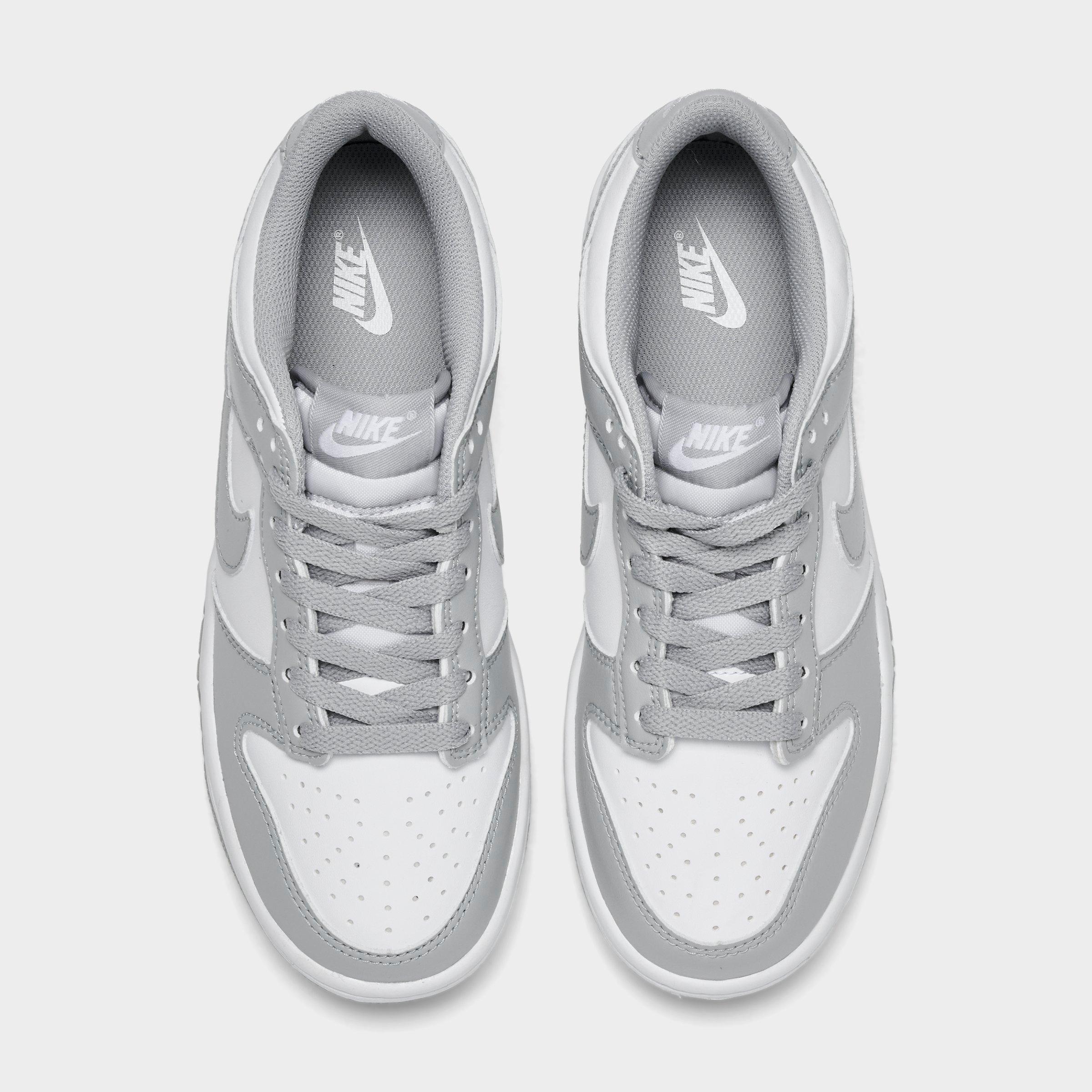 Big Kids' Nithtke Dunk Low Casual Shoes - Part 1 - White/White/Light Smoke Grey - Top view