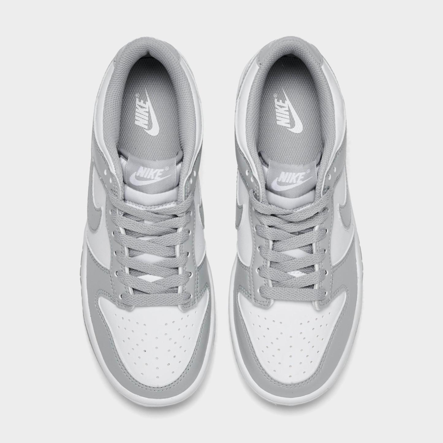 Big Kids' Nithtke Dunk Low Casual Shoes - Part 1 - White/White/Light Smoke Grey - Top view