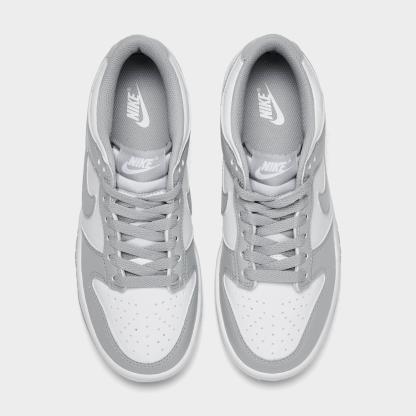 Big Kids' Nithtke Dunk Low Casual Shoes - Part 1 - White/White/Light Smoke Grey - Top view