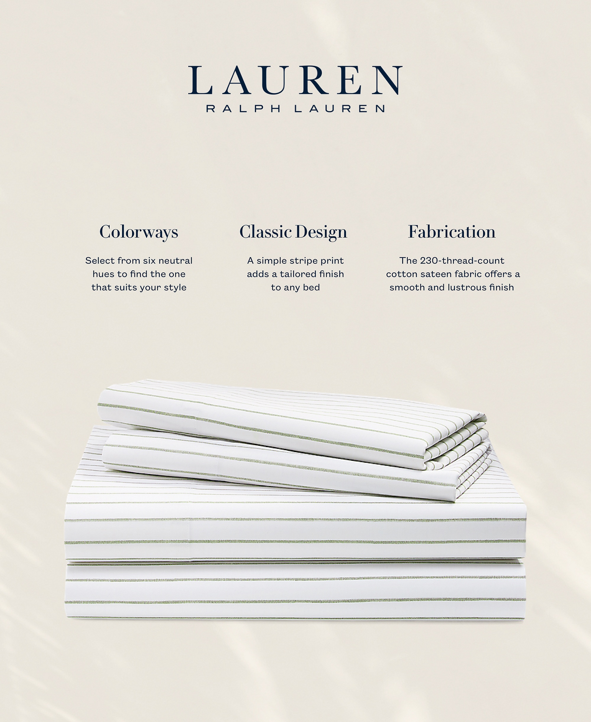 Lauren Ralph Lauren Spencer Stripe Sheet Set, Queen - Sage