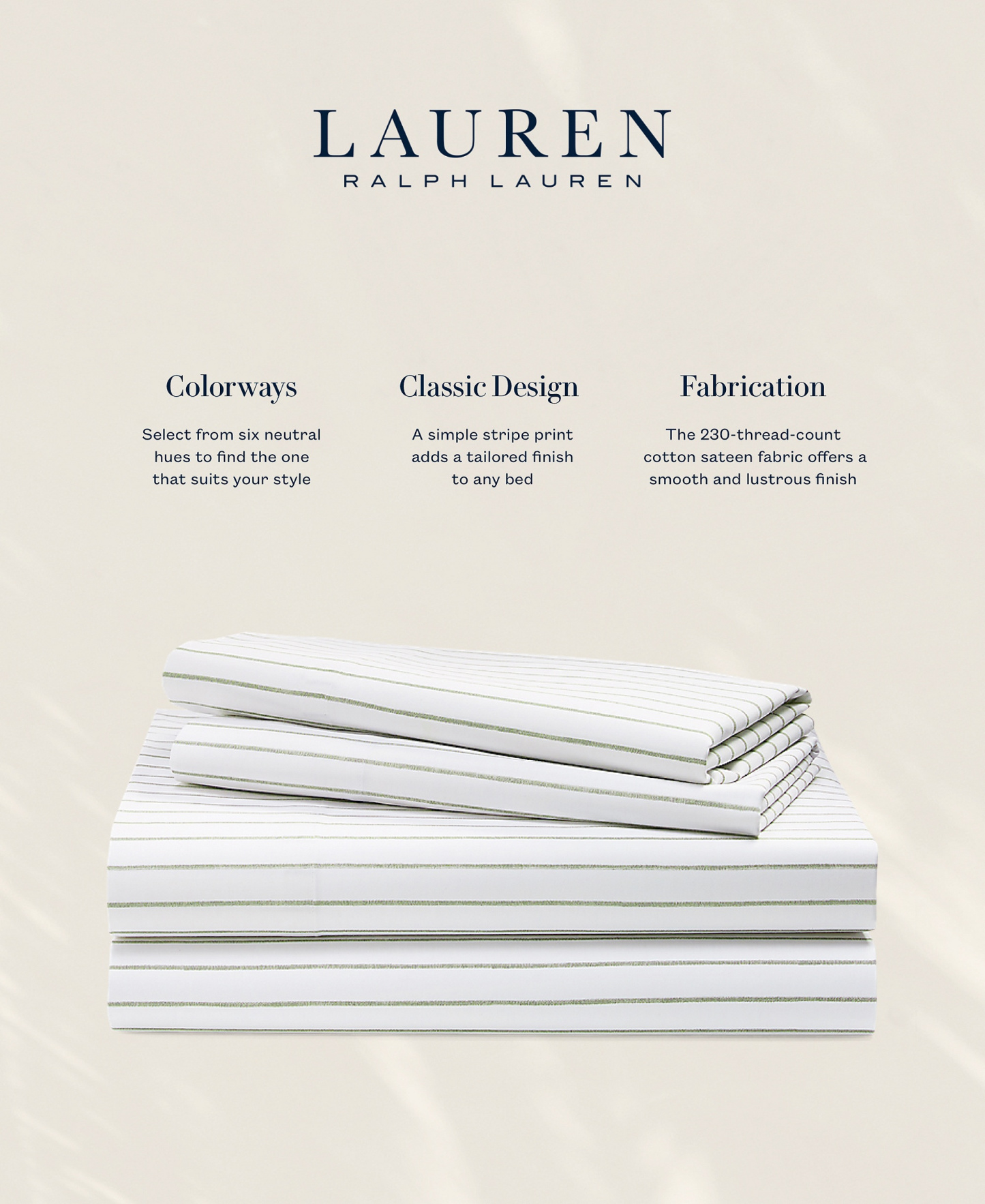 Lauren Ralph Lauren Spencer Stripe Sheet Set, Queen - Sage
