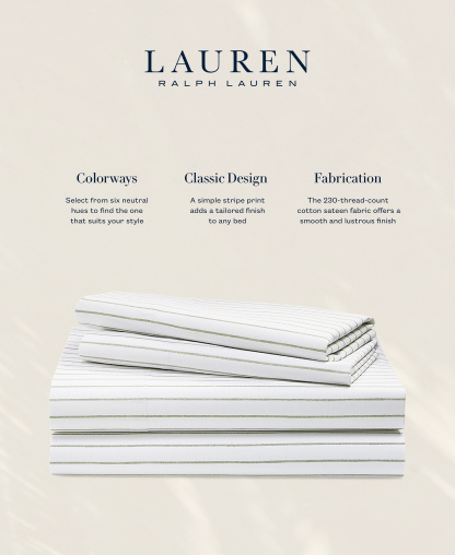 Lauren Ralph Lauren Spencer Stripe Sheet Set, Queen - Sage