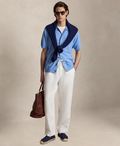 Polo Ralph Lauren Men's Cotton-Linen Cardigan Shirt - Bristol Blue