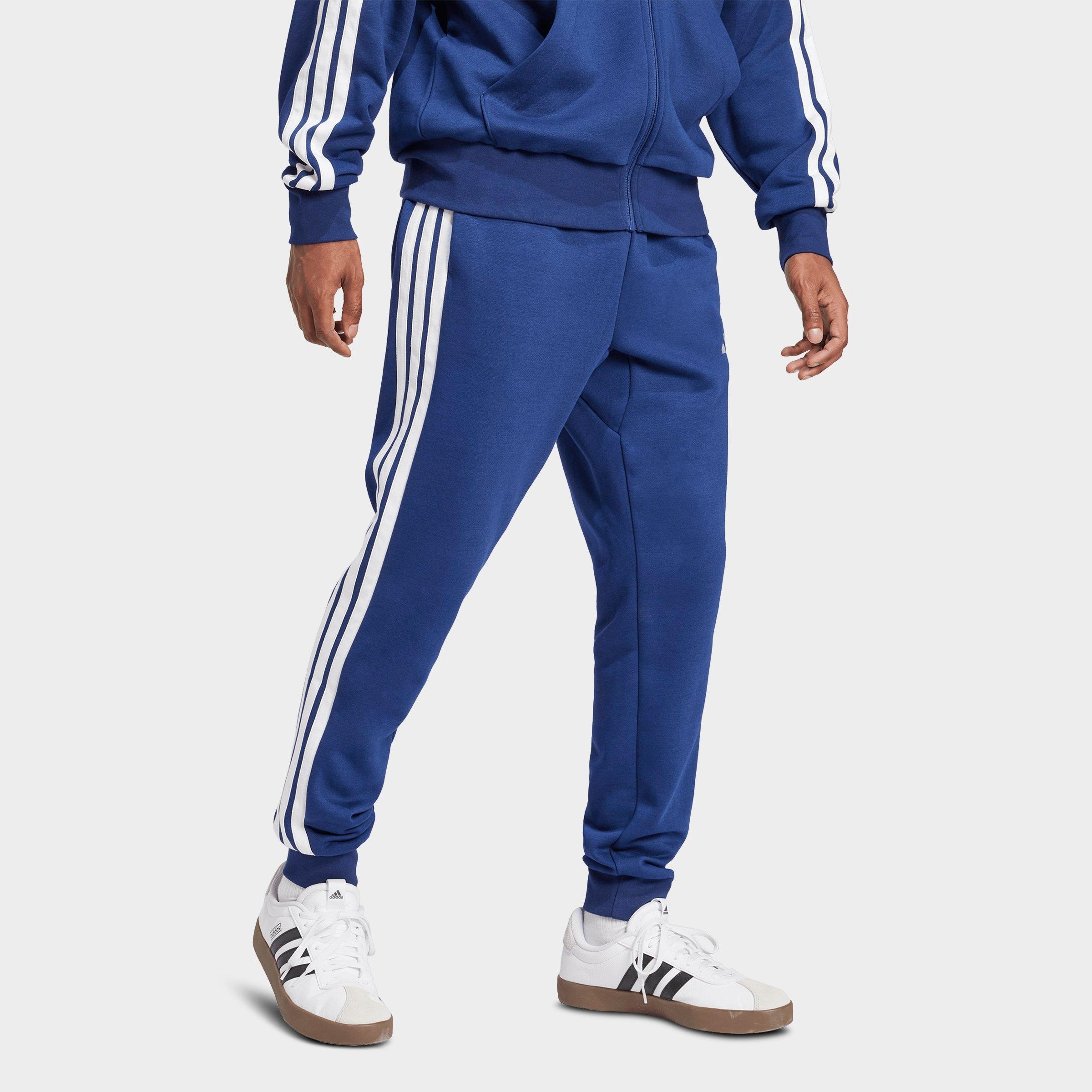 Men's adidas Essentials 3-Stripes Fleece Jogger Pants - Dark Blue/White