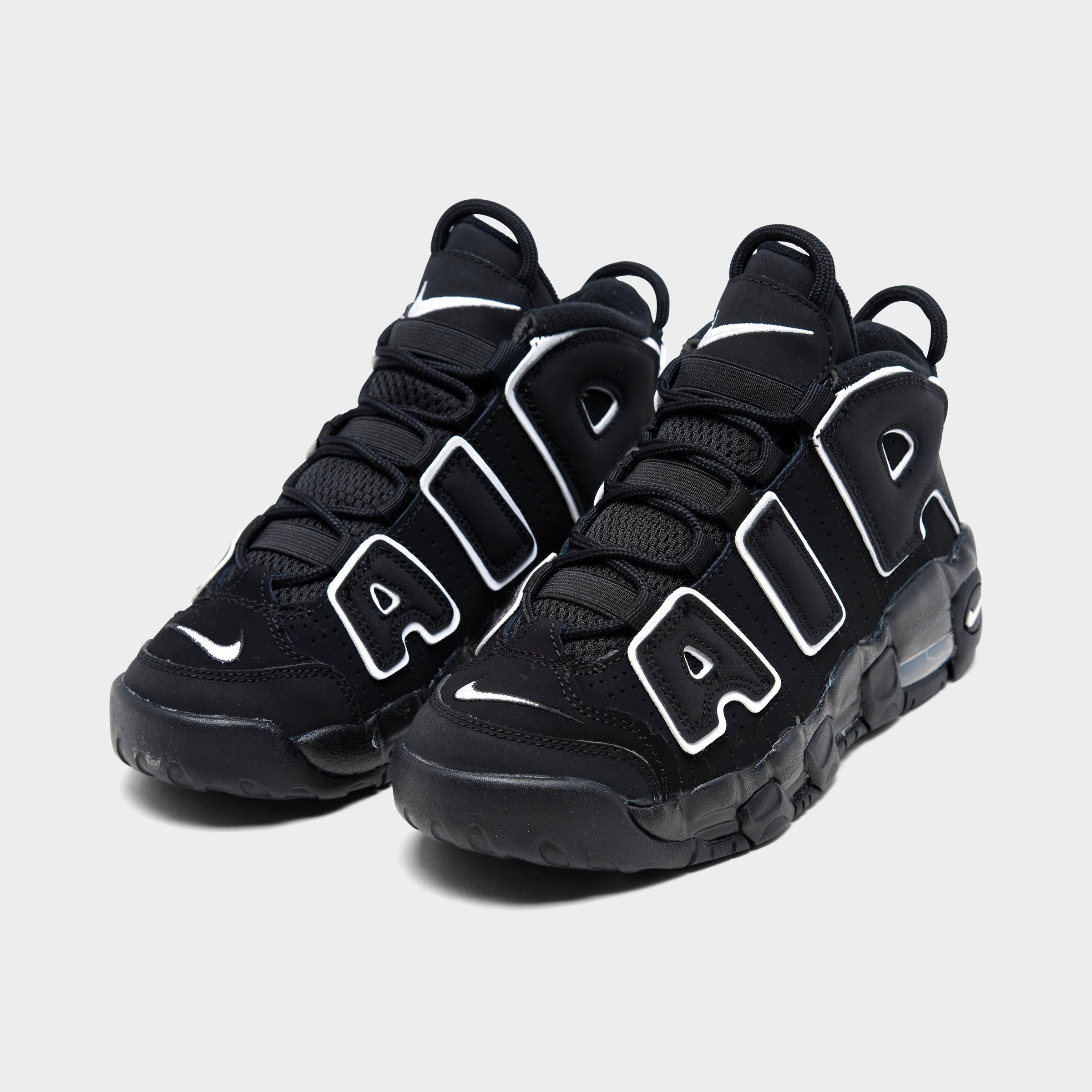 Little Kids' Nithtke Air More Uptempo Casual Shoes - Black/White - Both shoes facing left
