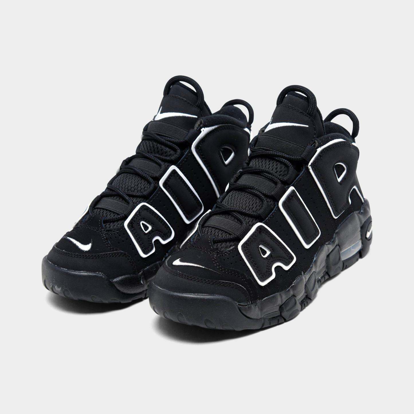 Little Kids' Nithtke Air More Uptempo Casual Shoes - Black/White - Both shoes facing left