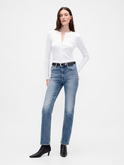 High Rise '90s Slim Straight Jeans - Medium indigo