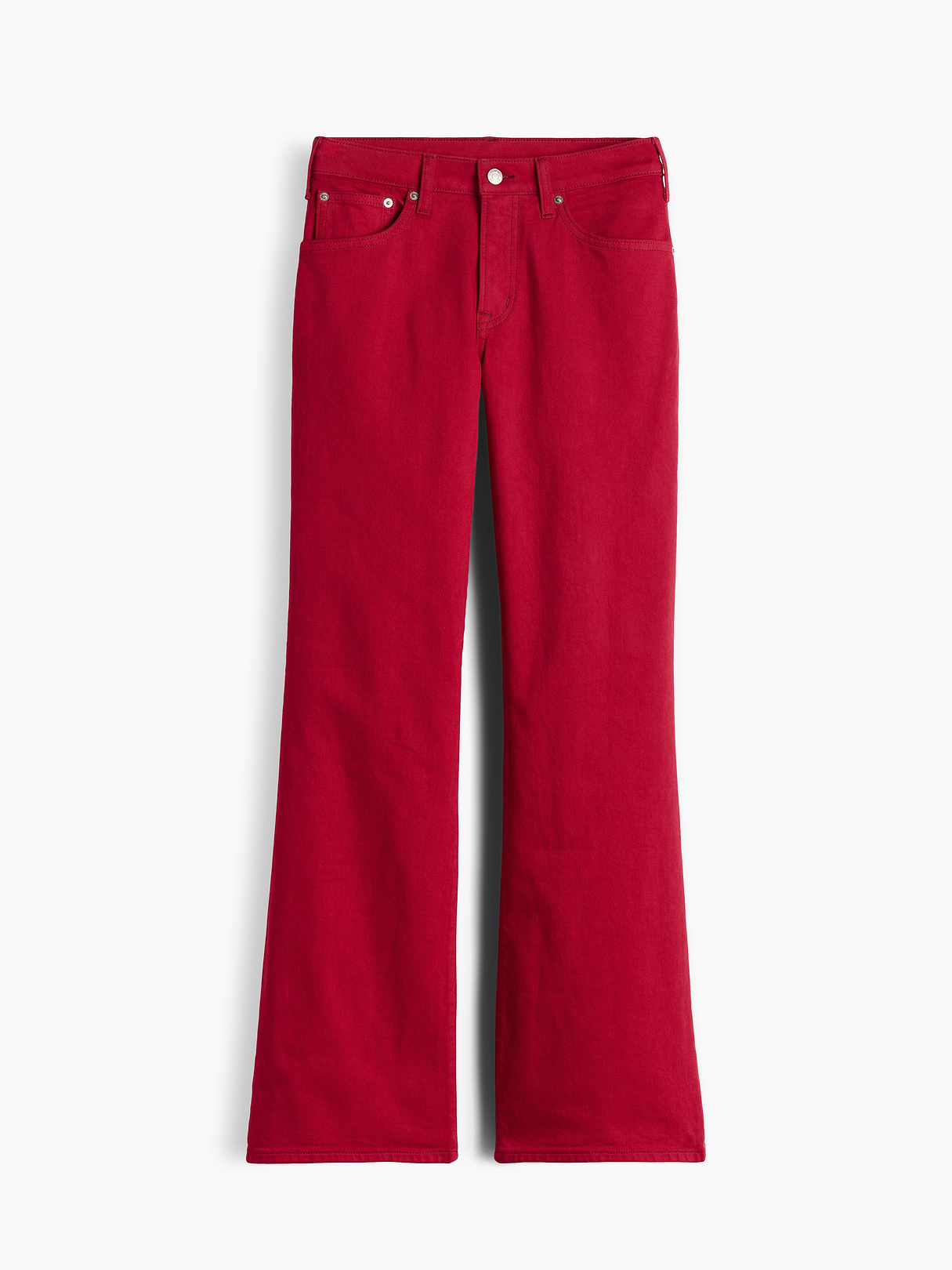 Mid Rise Relaxed Flare Jeans - Sled red