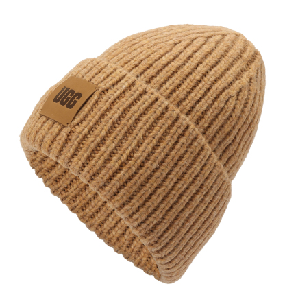 UGG® Men's Chunky Ribbed Stretch-Fit Beanie - Camel