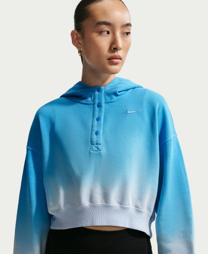 Nike Women's Sportswear Phoenix Fleece Oversized Henley Hoodie - Hydrogen Blue/lt Photo Blue