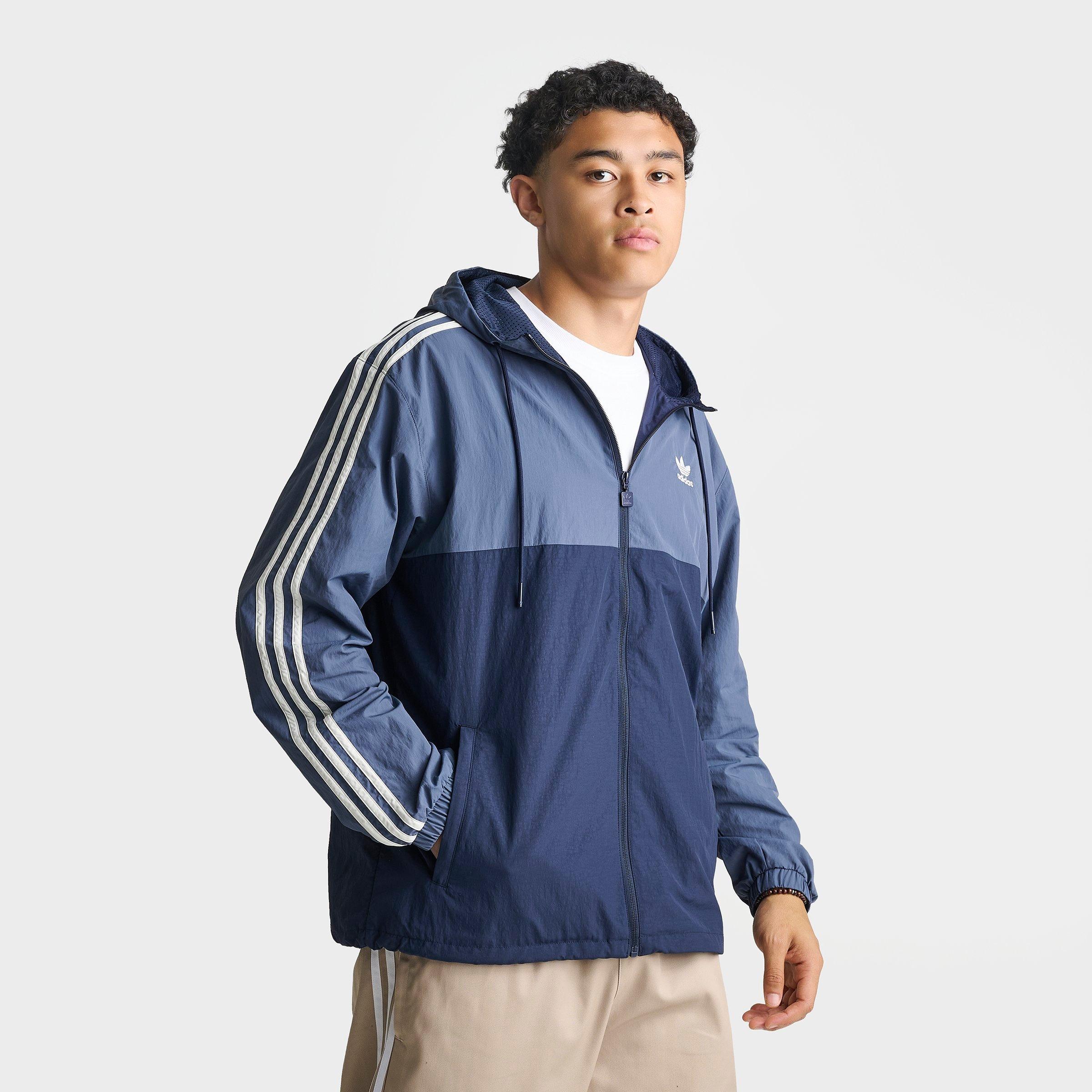 Men's adidas Originals Terrace Woven Full-Zip Windbreaker Jacket - Preloved Ink/Collegiate Navy