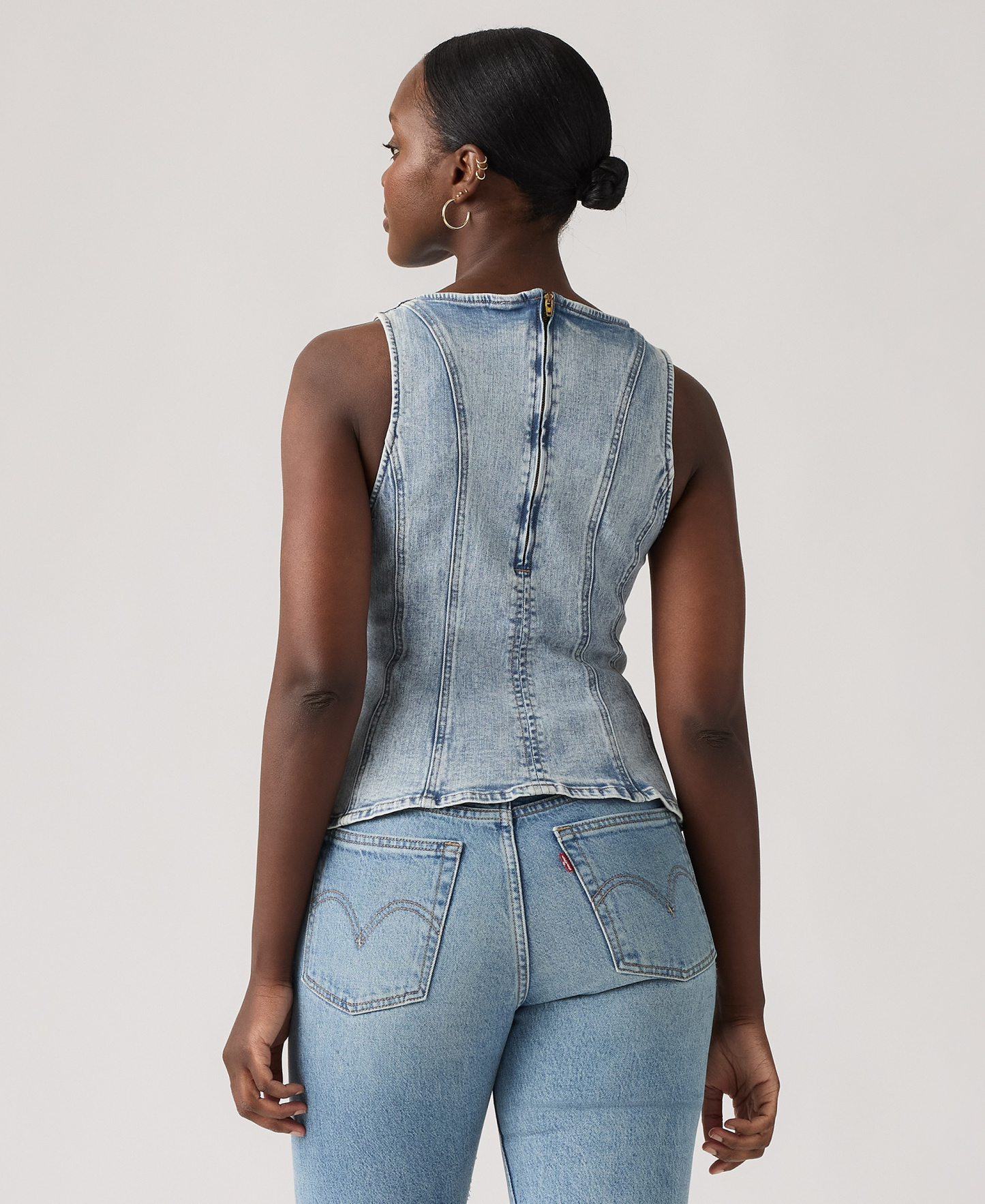 Levi's Premium Women's Leighton Sleeveless High-Neck Peplum Top - In The Dust Stone
