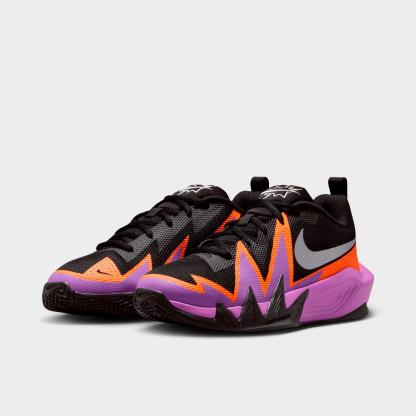 Big Kids' Nithtke S.T. Dynamite Basketball Shoes - Black/Bright Violet/Total Orange/Metallic Silver - Both shoes facing left