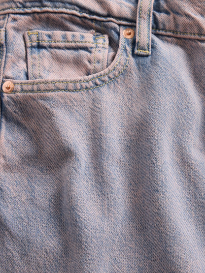 Mid Rise Denim Stripe Baggy Jeans - Rose mist pink