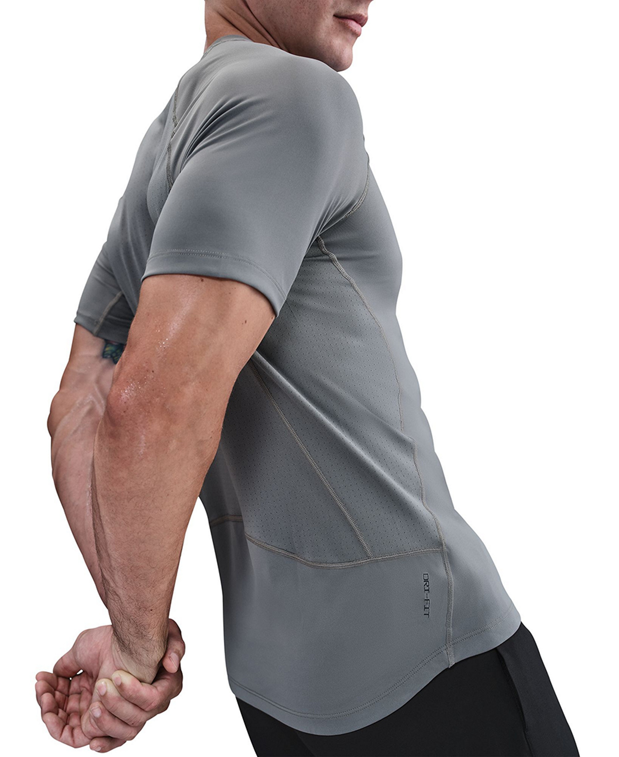 Nike Men's Pro Training Dri-Fit Short-Sleeve T-Shirt - Smoke Gray/Black