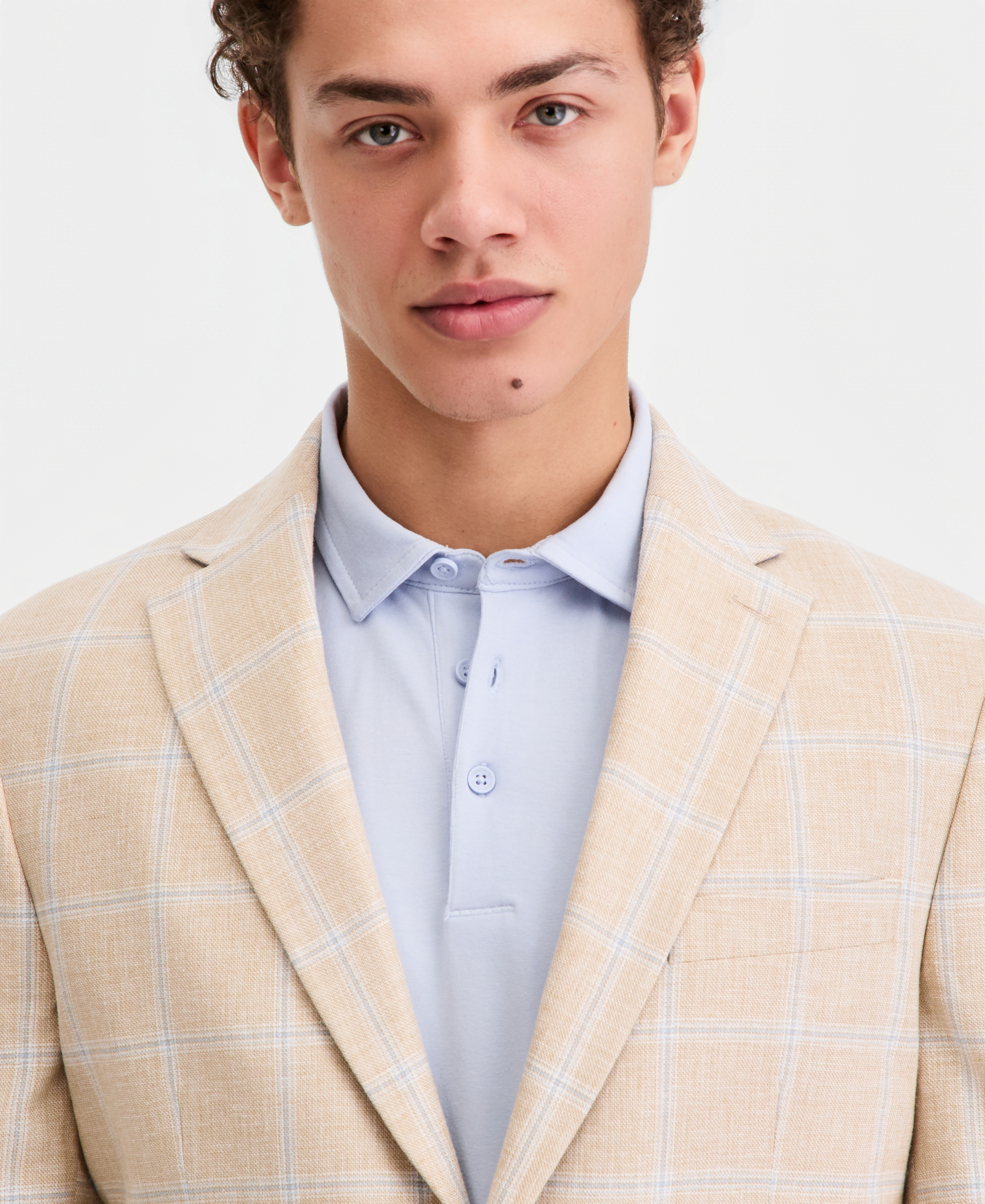 Tommy Hilfiger Men's Modern-Fit Linen-Blend Windowpane Sport Coat - Tan/blue