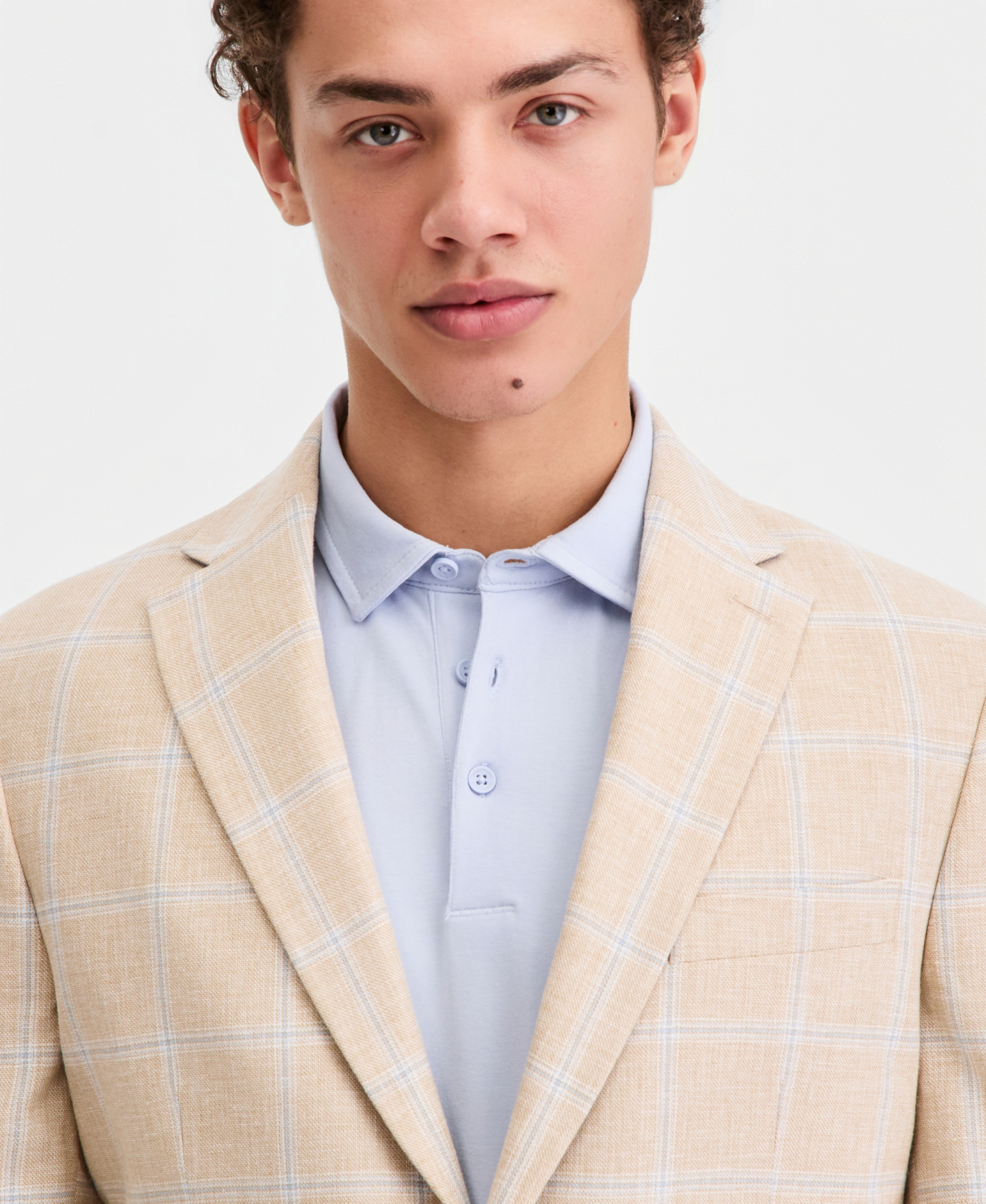 Tommy Hilfiger Men's Modern-Fit Linen-Blend Windowpane Sport Coat - Tan/blue