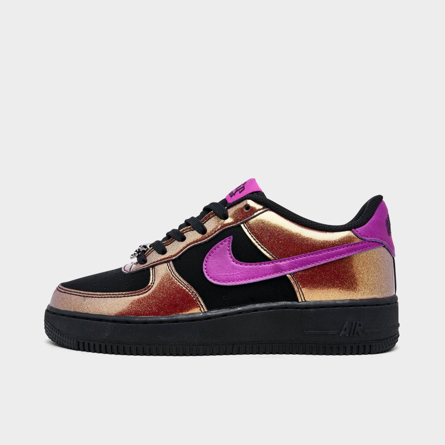 Big Kids' Nithtke Air Force 1 LV8 1 Casual Shoes - Black/Bold Berry - Left shoe facing left. Outside of the shoe.