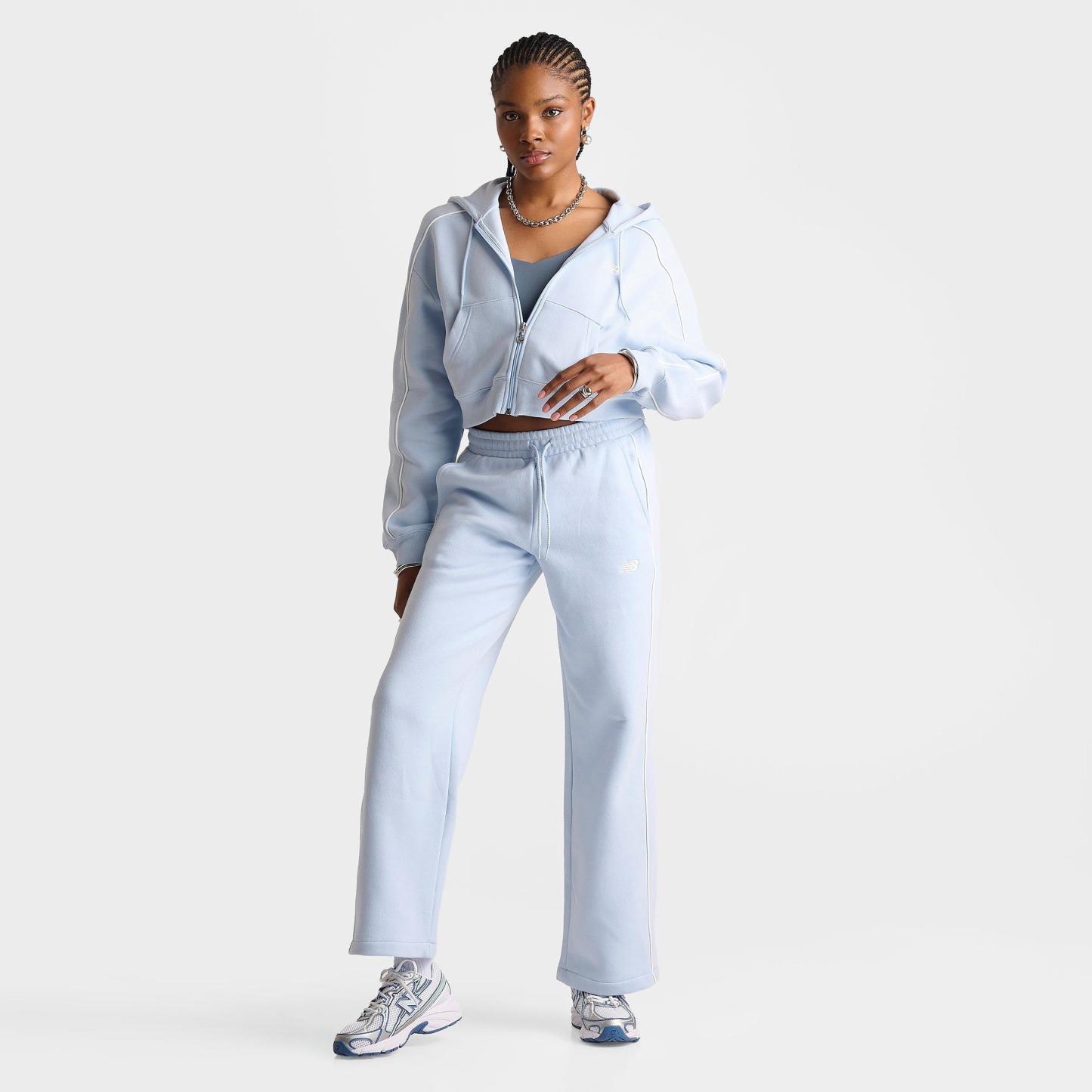 Women's New Balance Piped Cropped Full-Zip Hoodie - Oxford Blue - view 2