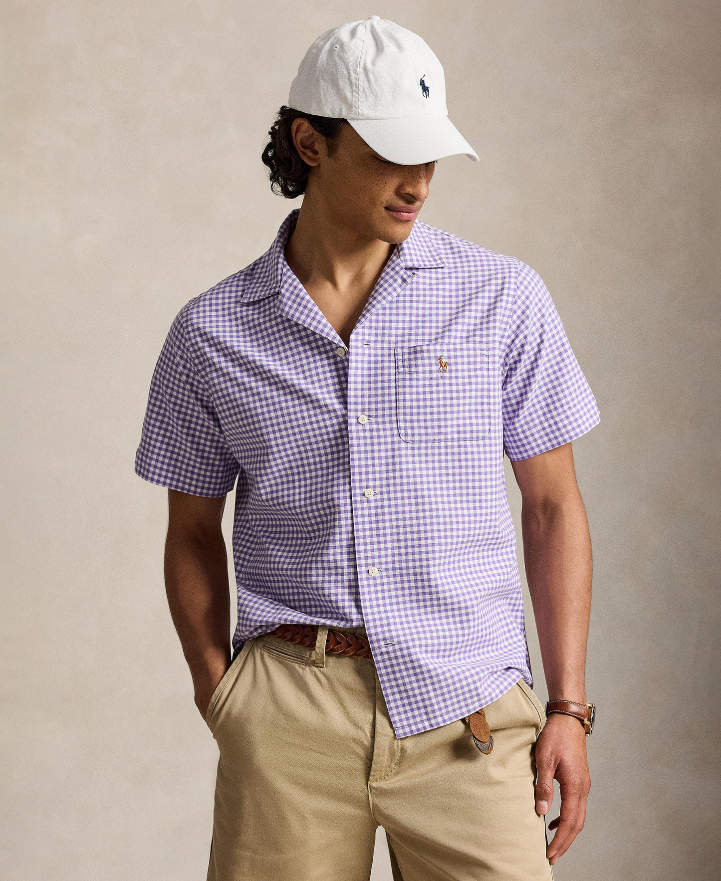 Polo Ralph Lauren Men's Classic-Fit Short-Sleeve Oxford Shirt - Thistle White