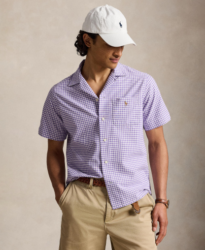 Polo Ralph Lauren Men's Classic-Fit Short-Sleeve Oxford Shirt - Thistle White