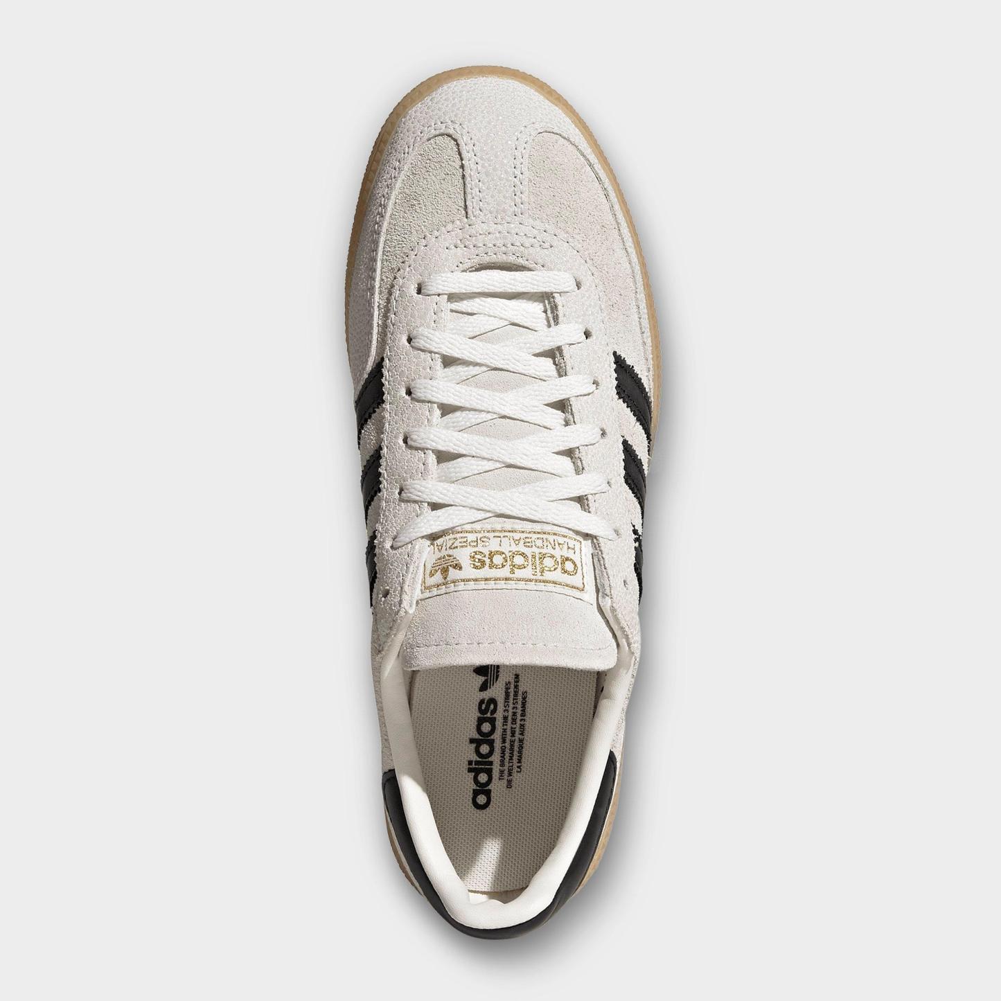 Women's adidas Originals Handball Spezial Casual Shoes - Part 4 - Cloud White/Core Black/Gold Metallic - Top view