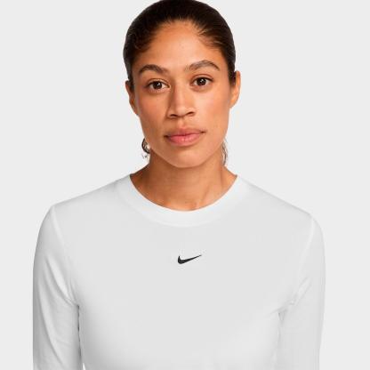 Women's Nithtke Sportswear Chill Knit Long-Sleeve Slim Crop Top - White/Black
