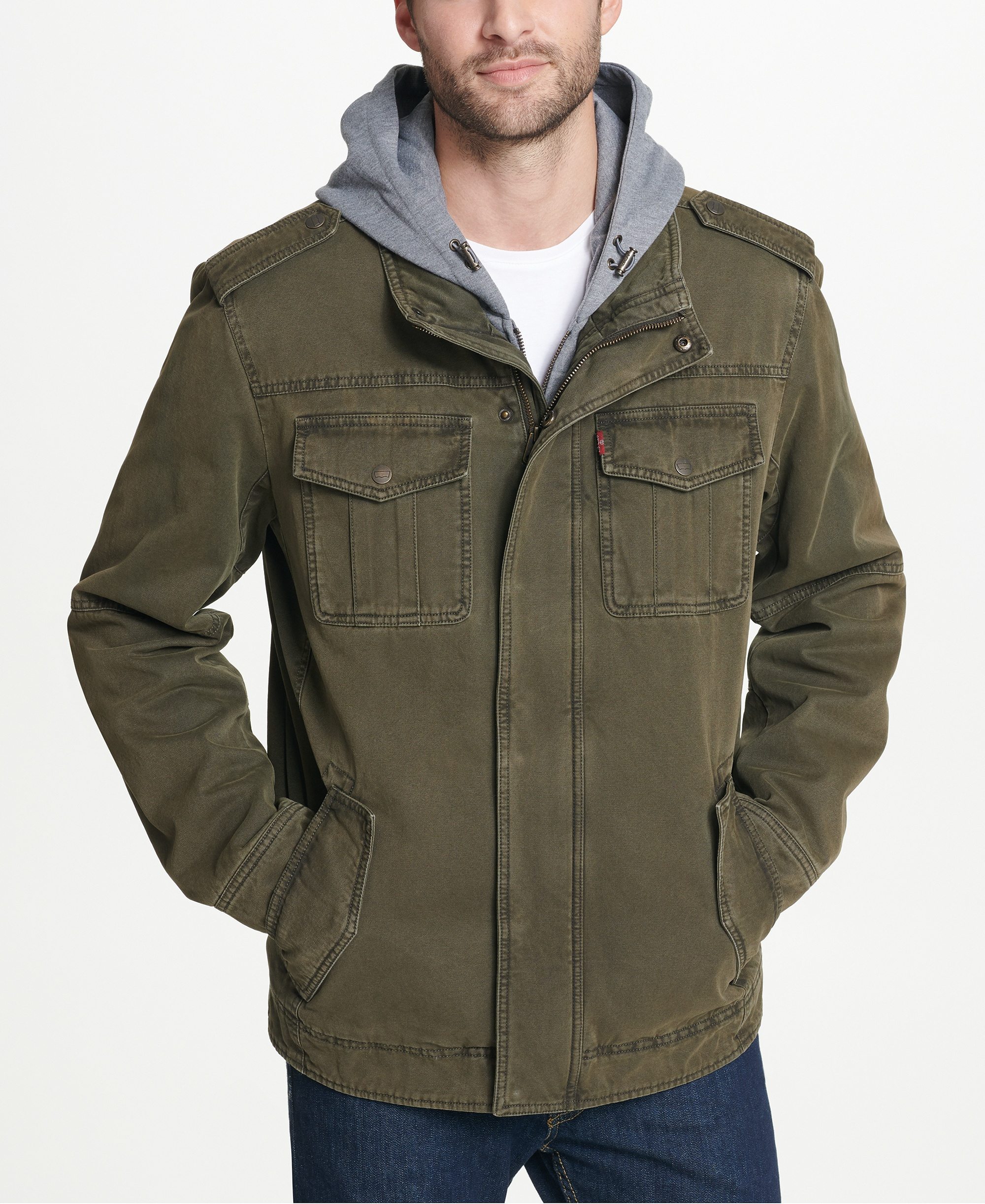 Levi's Men's Two Pocket Hooded Trucker Jacket - Olive