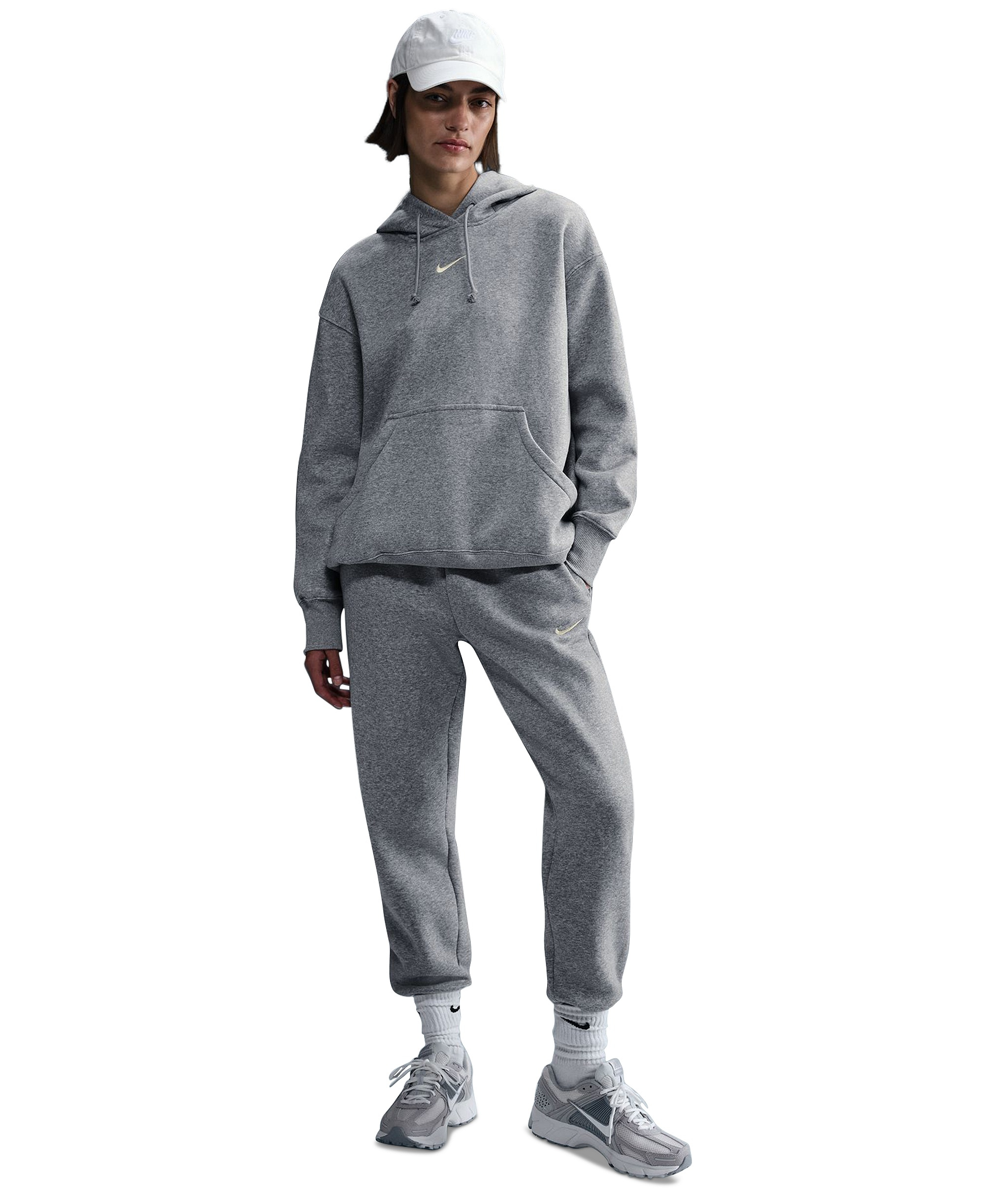 Nike Women's Sportswear Phoenix Fleece Oversized Pullover Hoodie - Dark Gray Heather/sail