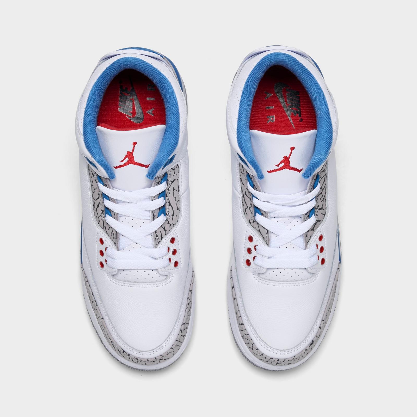 Big Kids' Air Jordan Retro 3 Basketball Shoes - White/True Blue/Fire Red - view 5