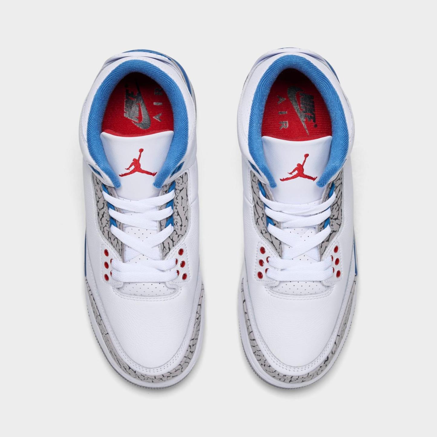 Big Kids' Air Jordan Retro 3 Basketball Shoes - White/True Blue/Fire Red - view 5