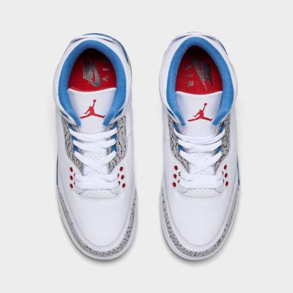 Big Kids' Air Jordan Retro 3 Basketball Shoes - White/True Blue/Fire Red - view 5