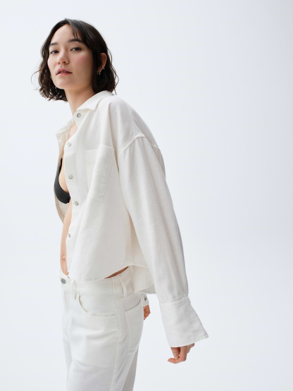 Linen-Cotton Oversized Shirt - New off white