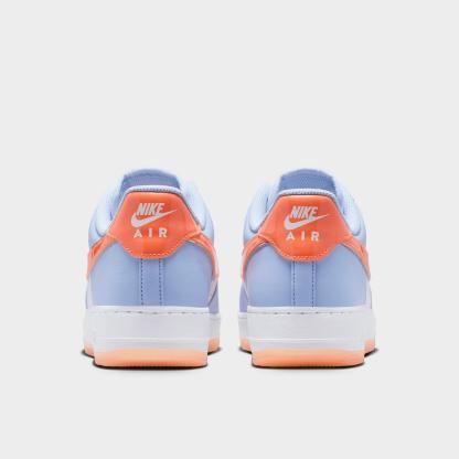 Men's Nike Air Force 1 '07 Low Casual Shoes - Hydrogen Blue/White/Orange Frost/Metallic Silver