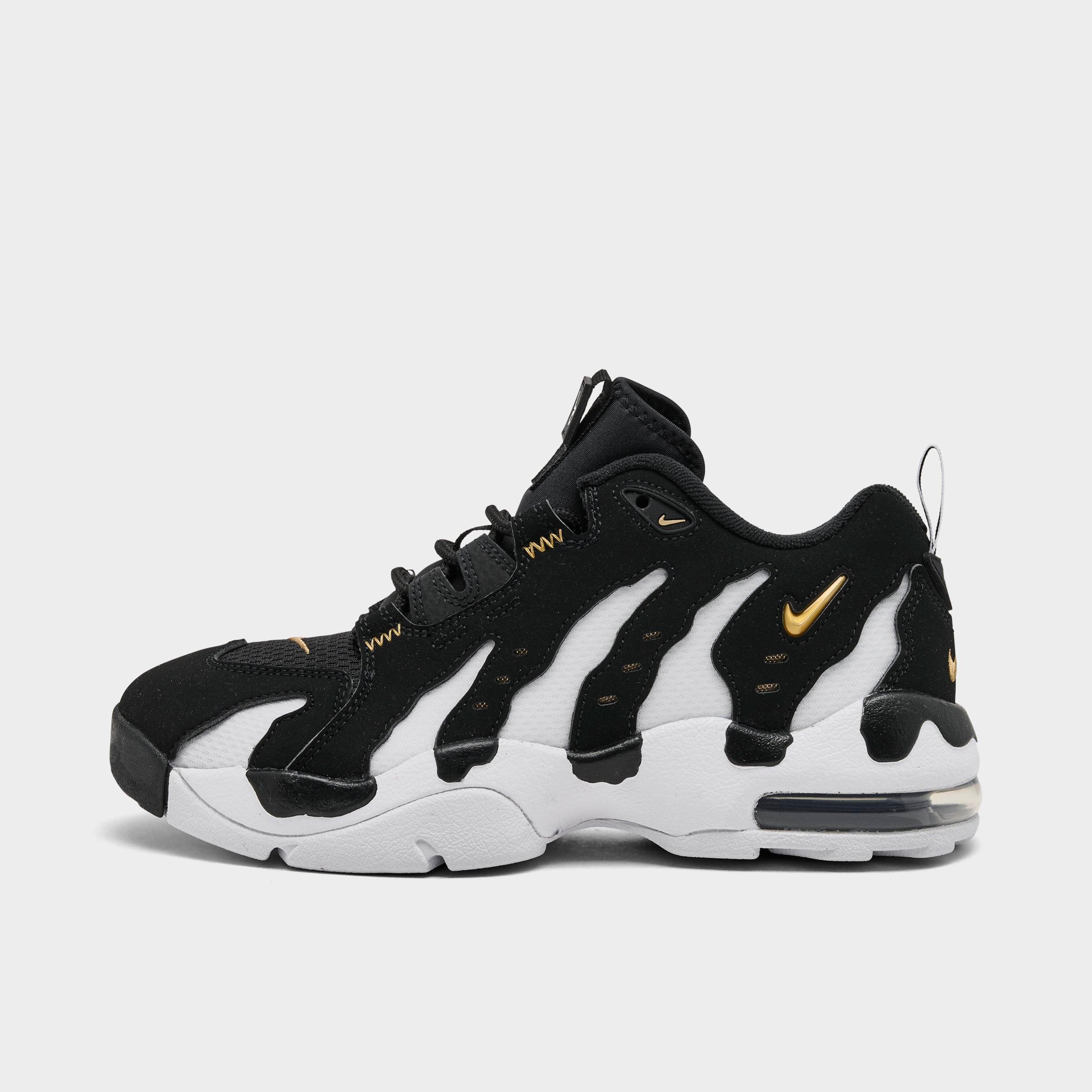 Big Kids' Nithtke Air DT Max ‘96 Low Casual Shoes - Black/Metallic Gold/White - Left shoe facing left. Outside of the shoe.
