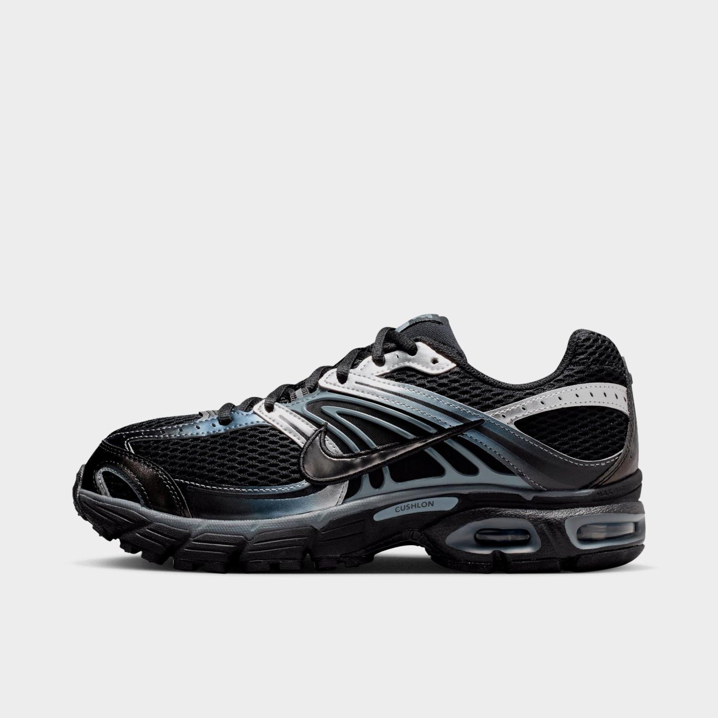 Women's Nithtke Air Max Moto 2K Casual Shoes - Part 1 - Black/Metallic Silver/Smoke Grey - Left shoe facing left. Outside of the shoe.