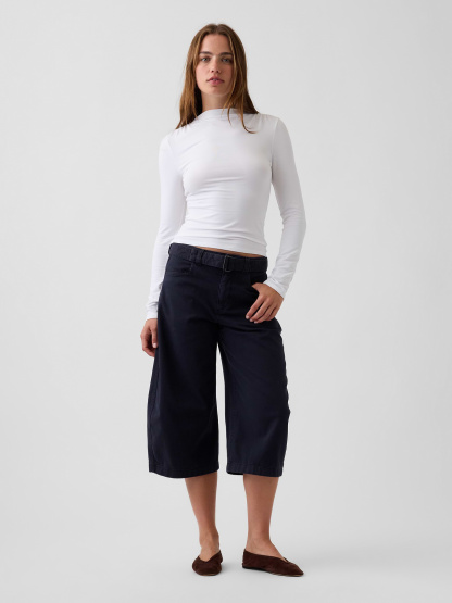 CloseKnit Jersey Funnel-Neck Ruched T-Shirt - Fresh white