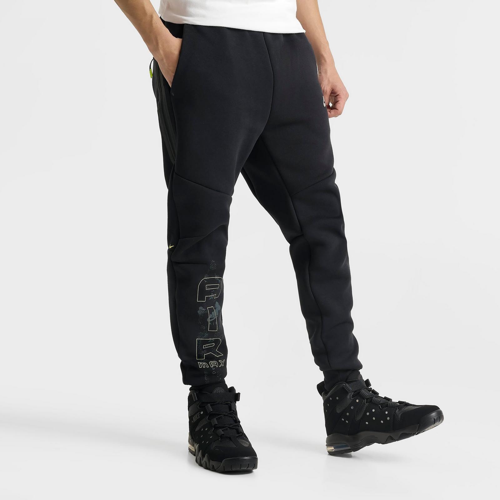 Men's Nike Tech Fleece Air Max Jogger Pants - Black/Neon Yellow