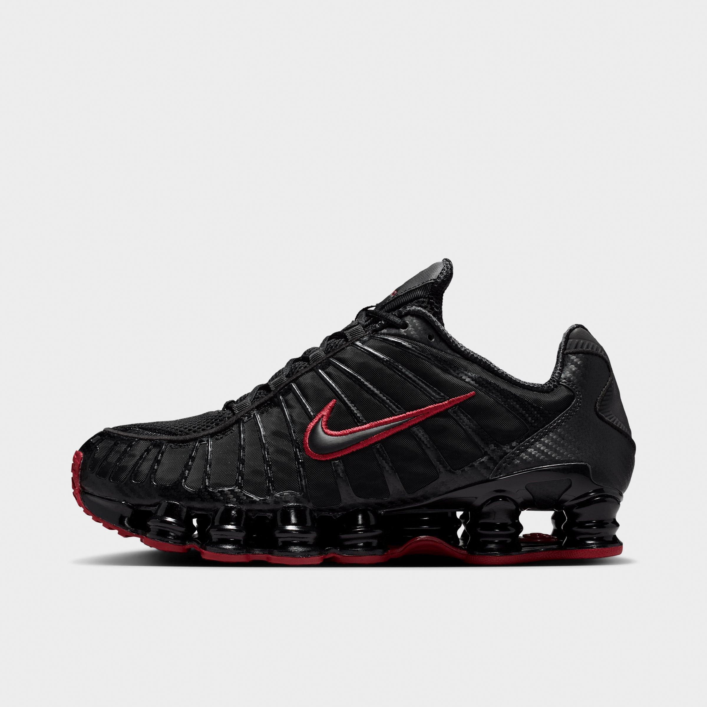 Men's Nithtke Shox TL Casual Shoes - Part 2 - Black/Tough Red/Black - Left shoe facing left. Outside of the shoe.