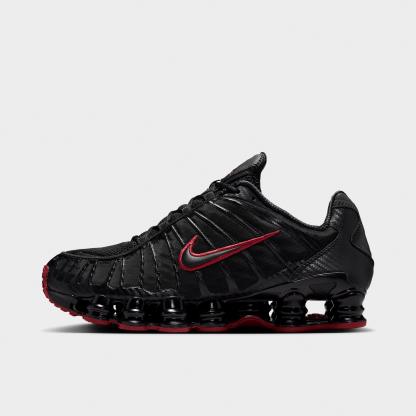 Men's Nithtke Shox TL Casual Shoes - Part 2 - Black/Tough Red/Black - Left shoe facing left. Outside of the shoe.