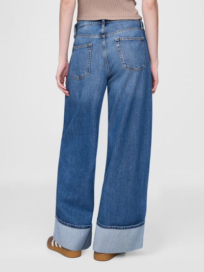 Mid Rise UltraSoft Baggy Jeans - Cuffed medium wash