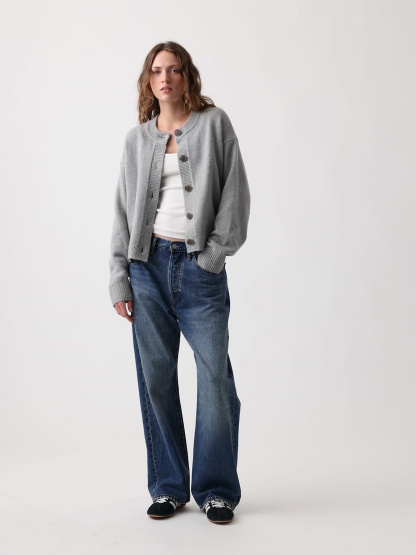CashSoft Oversized Chunky Cardigan - Heather grey