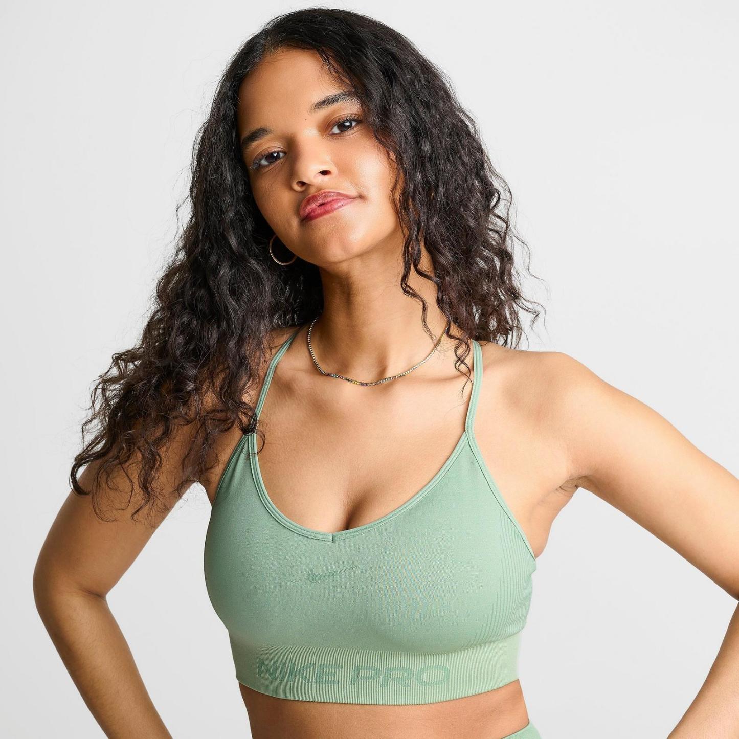 Women's Nike Pro Seamless Light-Support Padded Sports Bra - Steam