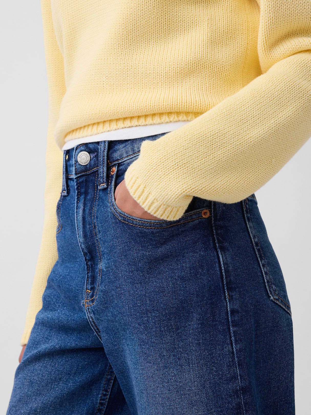 High Rise Stride Wide-Leg Ankle Jeans - Dark indigo wash