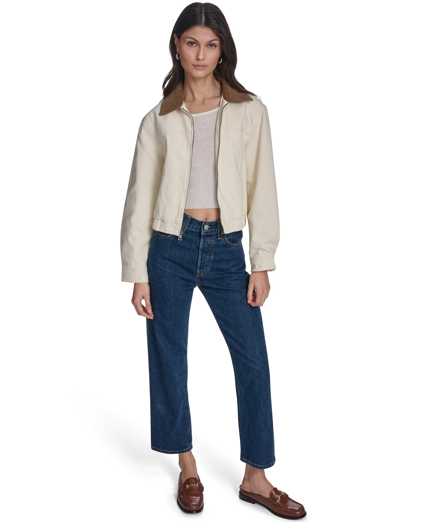 Levi's Women's Zip-Front Laydown Collar Coat - Ecru