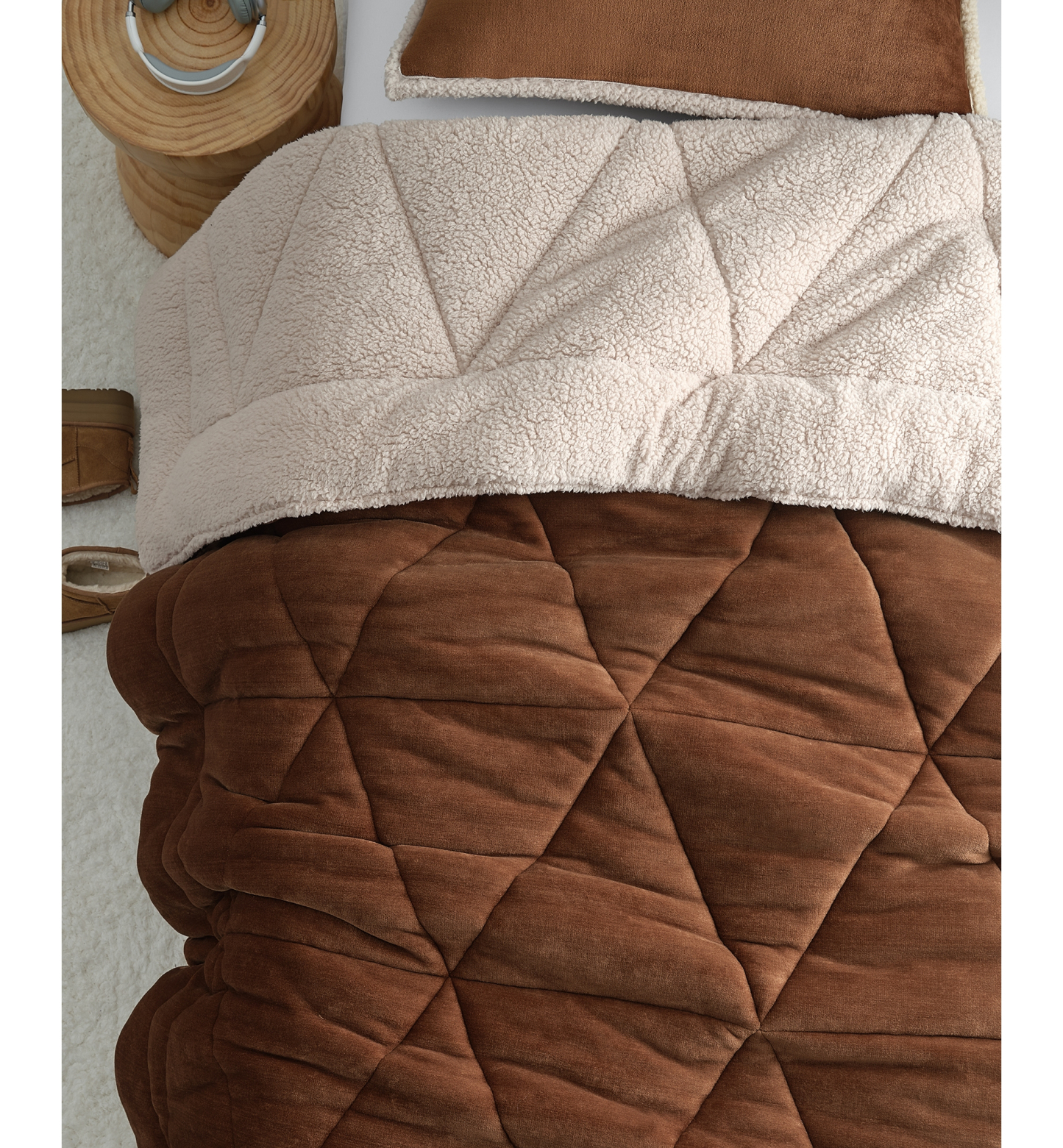 UGG® Avery Plush Reversible Comforter Sets - Chestnut