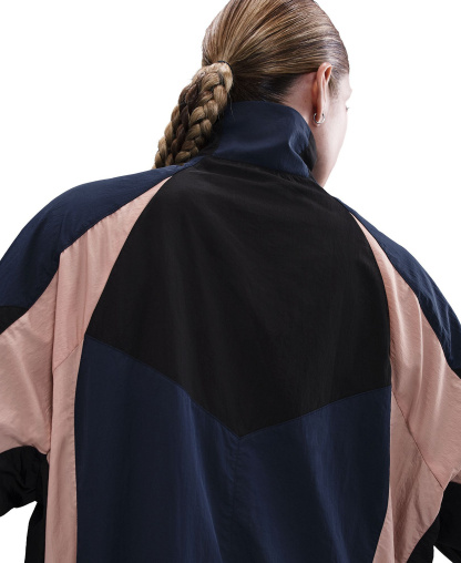 Nike Women's Sportswear Colorblocked Oversized Track Jacket - Midnight Navy/black/particle Pink/sail